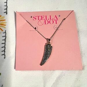 New silver and black Italian horn of good luck necklace.  With silver chain.